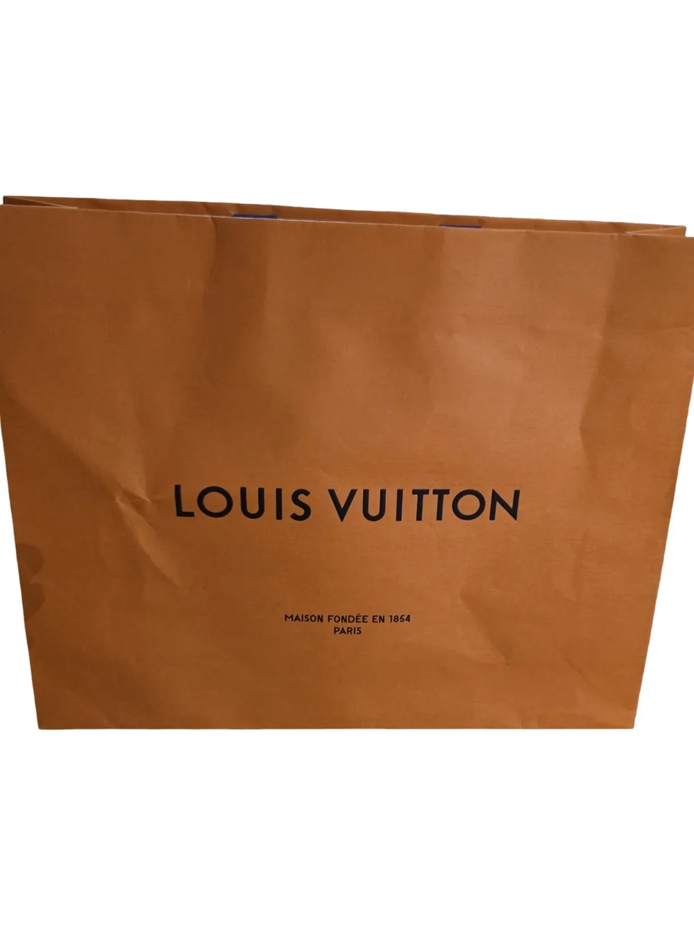 Louis Vuitton Orange Paper Shopping Bag with Black Logo